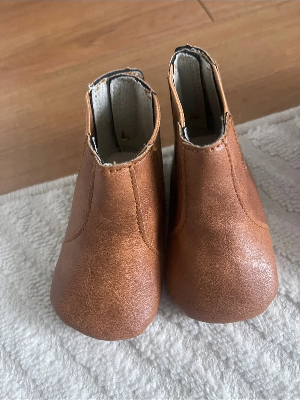 Baby Chelsea Booties in Tan Faux Leather